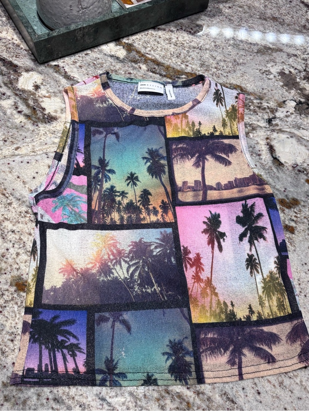 ASOS Design sheer Tropical Palm Photo-Print Tank Top - Multicolor